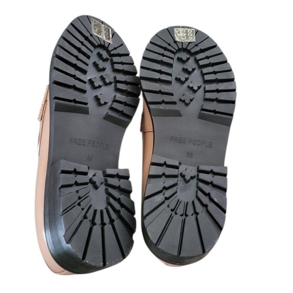 Free People Leather Penny Loafers Size 38 Chunky Black Lug Sole Moc‎ Toe - NEW - Picture 9 of 10